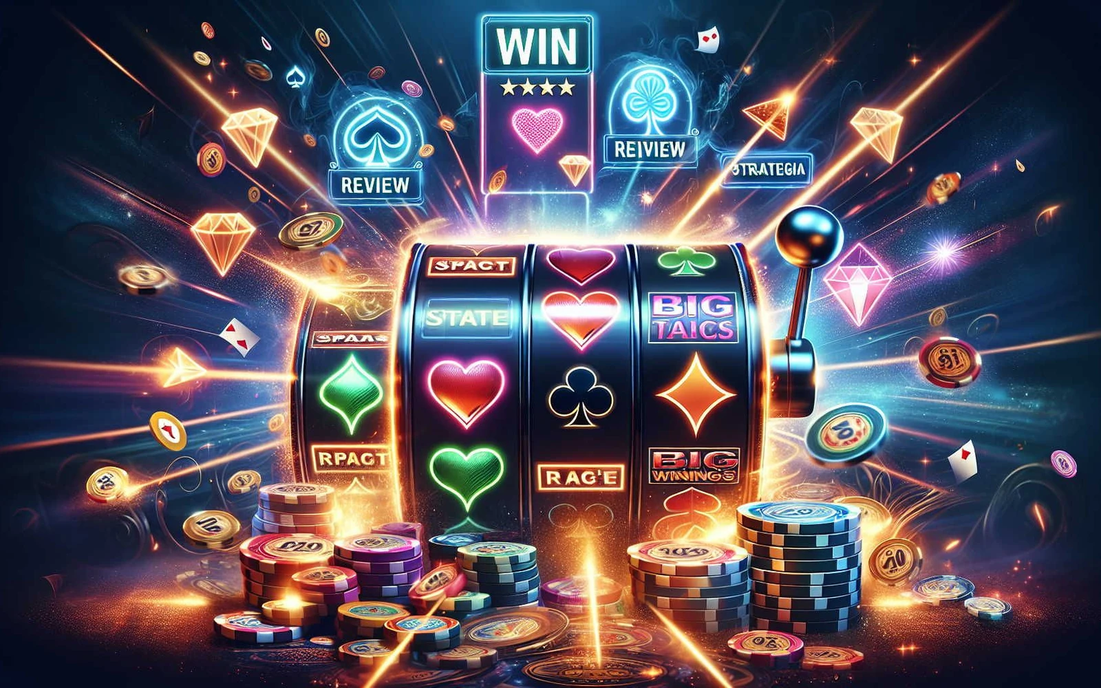 Layar slot digital dengan simbol permainan dan panel fitur